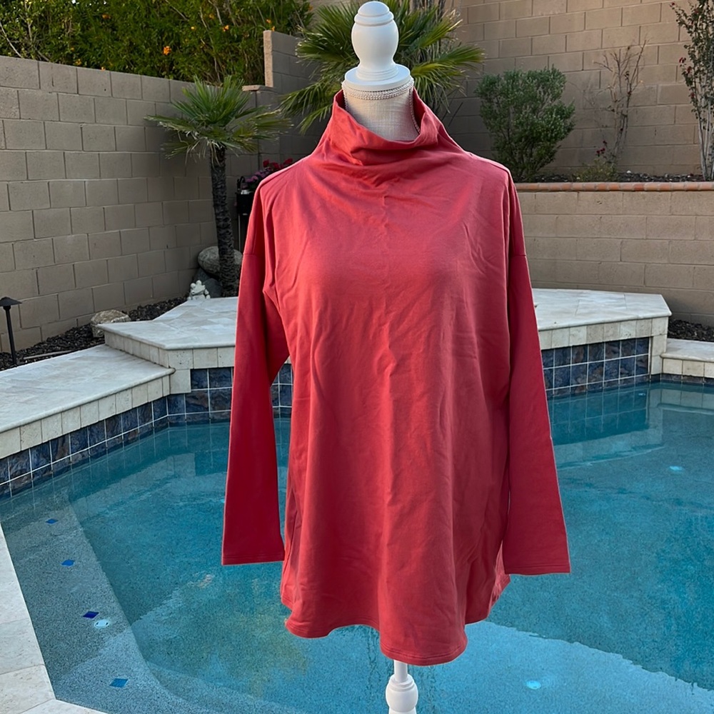 Eileen Fisher Long Sleeve Tunic Mock Turtleneck- Size S/P